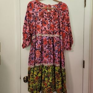 Anthropologie " Mabe" l Boho Tiered Floral Dress Size XL
